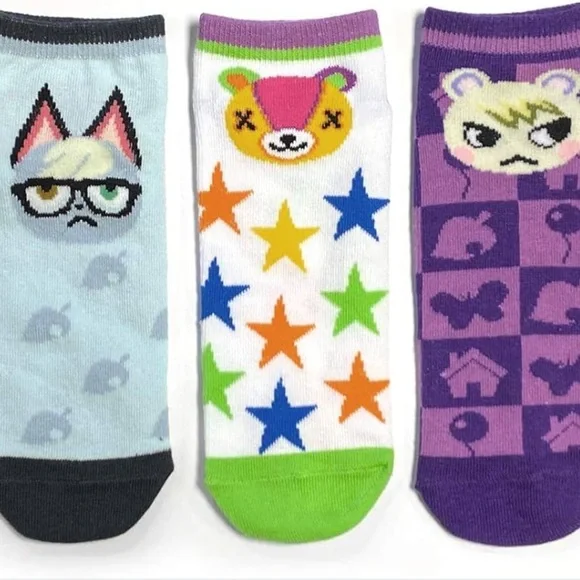Animal Crossing 3 Pair Ankle Socks Villagers Set - Picture 2 of 2